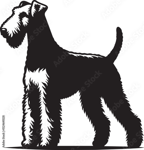 airedale terrier dog silhouette, airedale terrier dog vector illustration, dog vector illustration icon