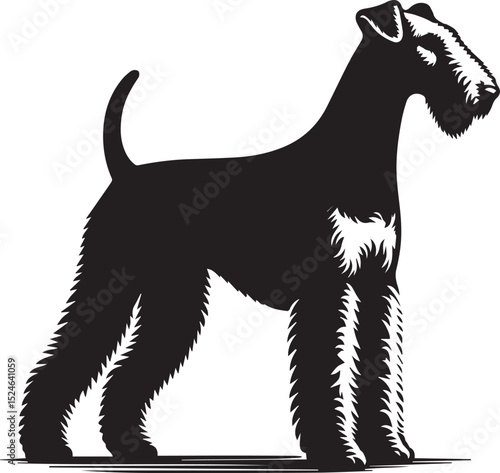 airedale terrier dog silhouette, airedale terrier dog vector illustration, dog vector illustration icon