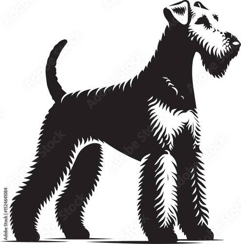 airedale terrier dog silhouette, airedale terrier dog vector illustration, dog vector illustration icon
