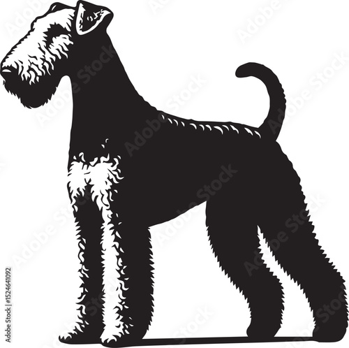 airedale terrier dog silhouette, airedale terrier dog vector illustration, dog vector illustration icon