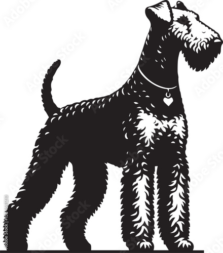 airedale terrier dog silhouette, airedale terrier dog vector illustration, dog vector illustration icon