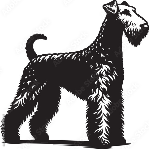 airedale terrier dog silhouette, airedale terrier dog vector illustration, dog vector illustration icon