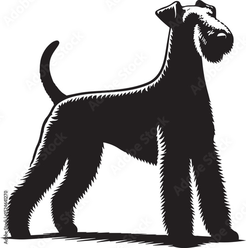 airedale terrier dog silhouette, airedale terrier dog vector illustration, dog vector illustration icon