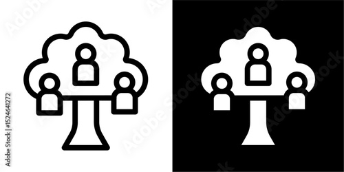 Family Tree Icon with Parents, Children, and Grandchildren: Generational Linkage
