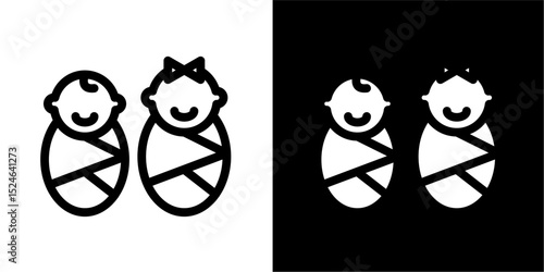 Twins Swaddled Icon: Baby Boy & Girl Infancy