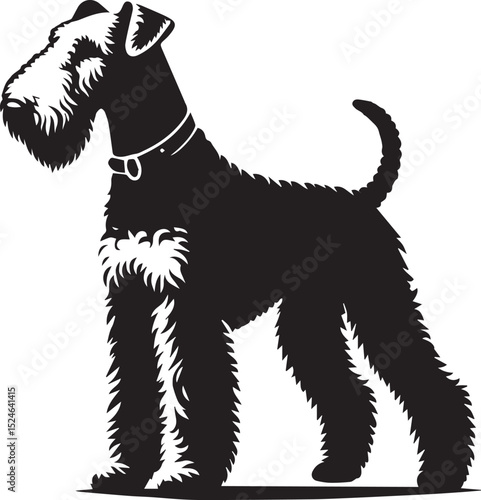airedale terrier dog silhouette, airedale terrier dog vector illustration, dog vector illustration icon