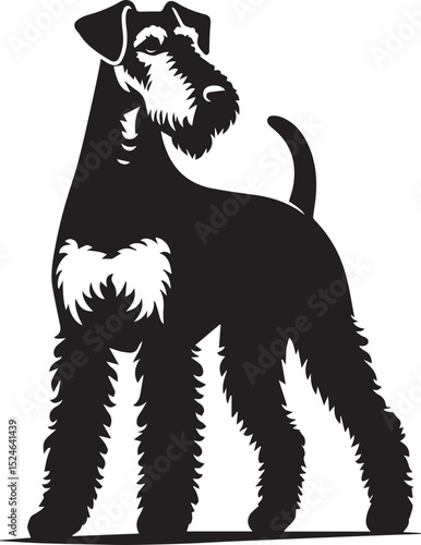airedale terrier dog silhouette, airedale terrier dog vector illustration, dog vector illustration icon