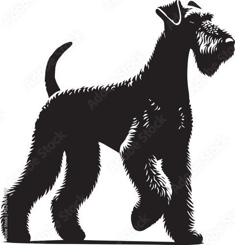 airedale terrier dog silhouette, airedale terrier dog vector illustration, dog vector illustration icon