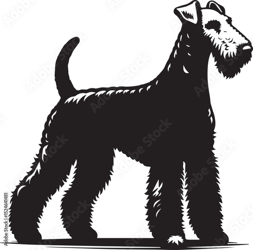airedale terrier dog silhouette, airedale terrier dog vector illustration, dog vector illustration icon