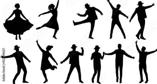 silhouettes of dancing people
