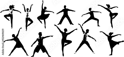 silhouettes of dancing people
