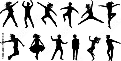 silhouettes of dancing people
