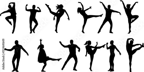 silhouettes of dancing people
