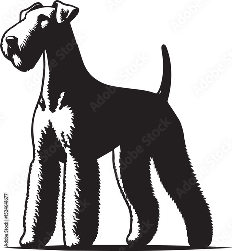 airedale terrier dog silhouette, airedale terrier dog vector illustration, dog vector illustration icon