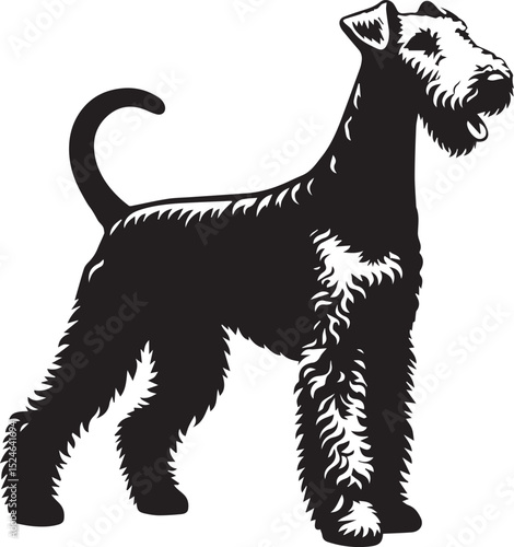 airedale terrier dog silhouette, airedale terrier dog vector illustration, dog vector illustration icon