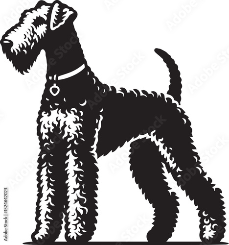 airedale terrier dog silhouette, airedale terrier dog vector illustration, dog vector illustration icon