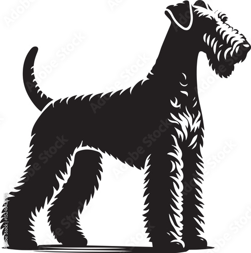 airedale terrier dog silhouette, airedale terrier dog vector illustration, dog vector illustration icon