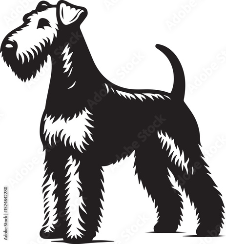 airedale terrier dog silhouette, airedale terrier dog vector illustration, dog vector illustration icon