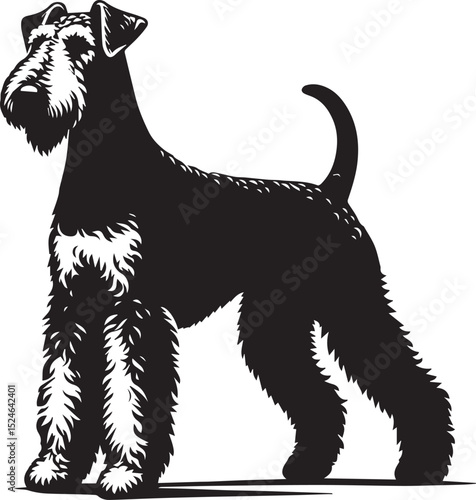 airedale terrier dog silhouette, airedale terrier dog vector illustration, dog vector illustration icon