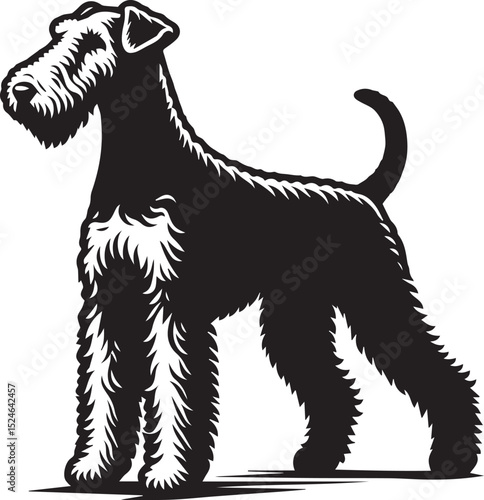 airedale terrier dog silhouette, airedale terrier dog vector illustration, dog vector illustration icon