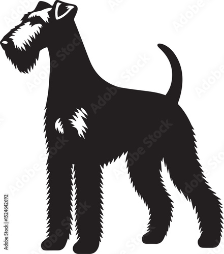 airedale terrier dog silhouette, airedale terrier dog vector illustration, dog vector illustration icon