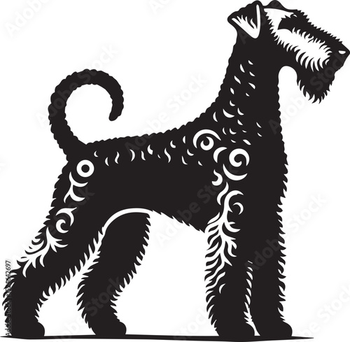 airedale terrier dog silhouette, airedale terrier dog vector illustration, dog vector illustration icon