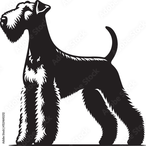 airedale terrier dog silhouette, airedale terrier dog vector illustration, dog vector illustration icon