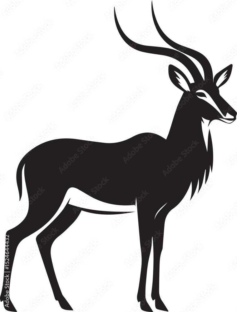 Fototapeta premium deer silhouette vector, antelope vector illustration, antelope vector illustration icon