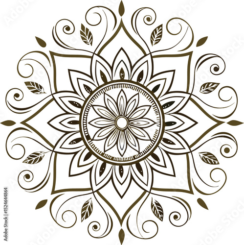 Mandala pattern in applied Thai style.