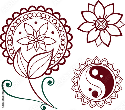 Mandala pattern in applied Thai style.