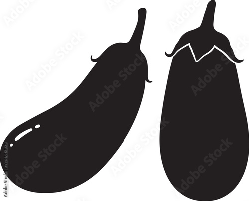 Whole eggplant silhouette vector illustration