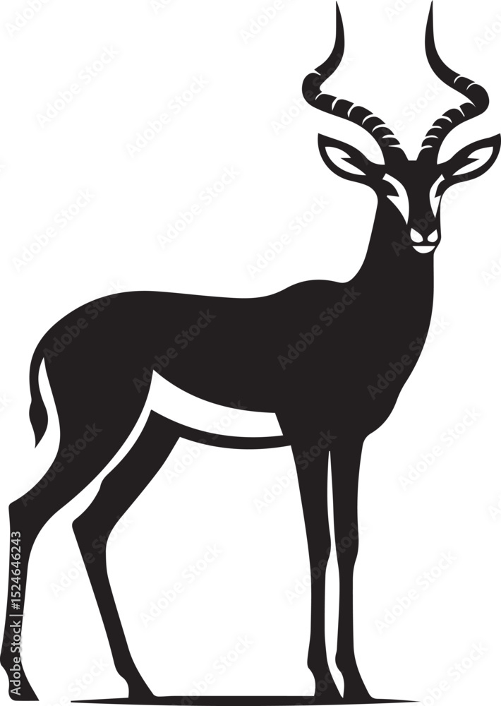 Fototapeta premium deer silhouette vector, antelope vector illustration, antelope vector illustration icon