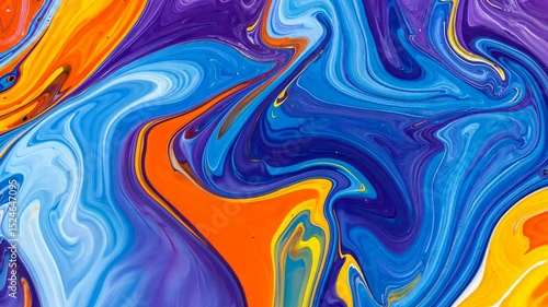 Wallpaper Mural Liquid swirls of blue, purple, orange, and yellow paint intertwine in an abstract, fluid pattern Torontodigital.ca