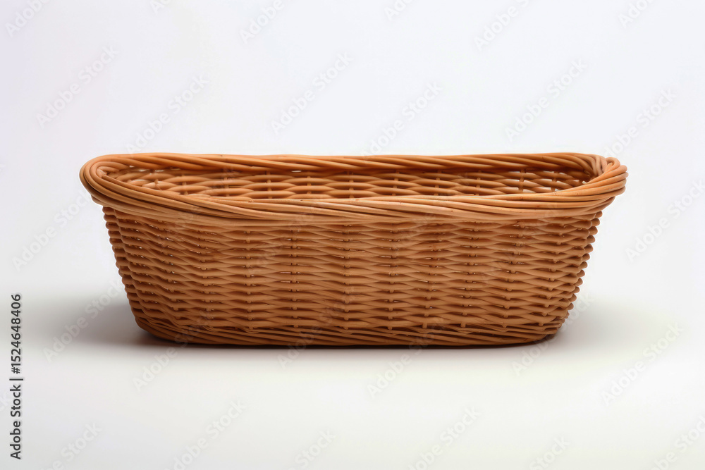 Obraz premium Empty wicker basket isolated on white with pattern
