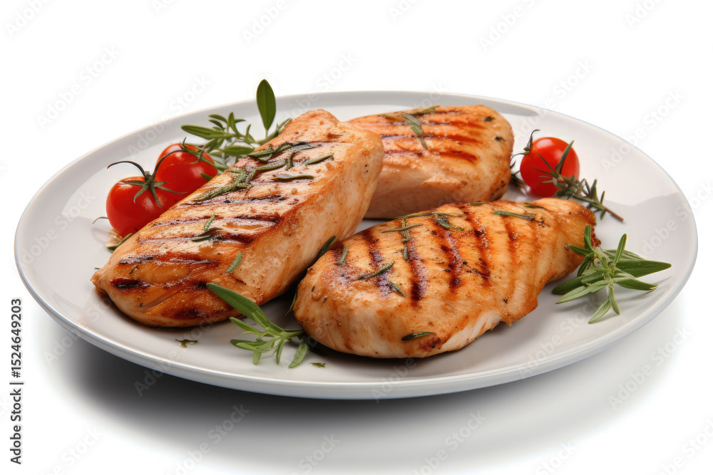 Grilled chicken fillet isolated on a white background Grilled chicken fillet isolated on a white background