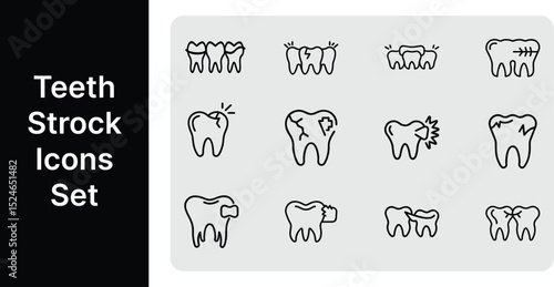 Teeth Outline stroke icons set