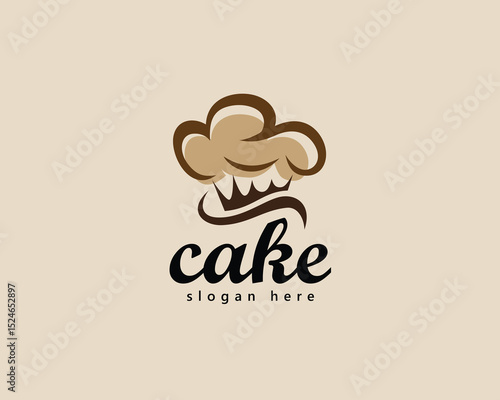 cake shop and bakery logo, abstract cupcake like a chef's hat, logo design template
