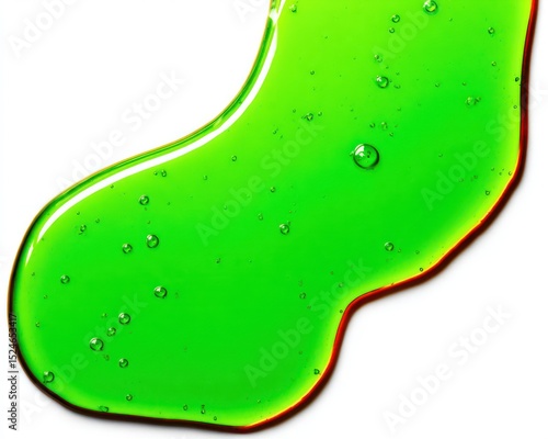 Bright green liquid, glossy texture