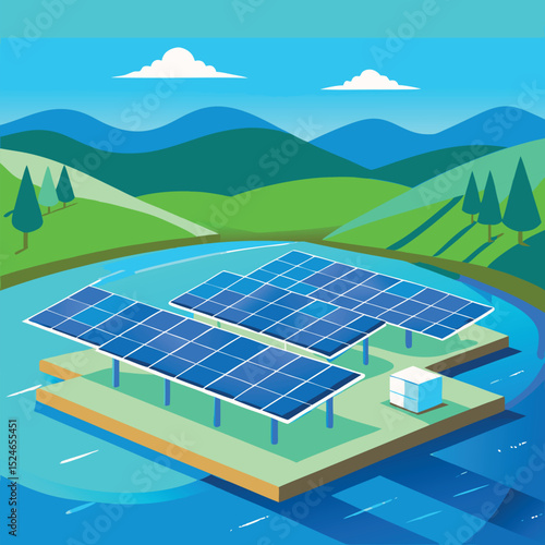 Vibrant Color Palette Vector of Sustainable Technology on Water  