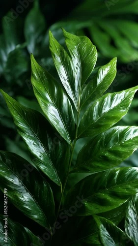 Wallpaper Mural Tropical green foliage featuring glossy leaves arranged in botanical elegance, showcasing nature's fresh patterns. Torontodigital.ca