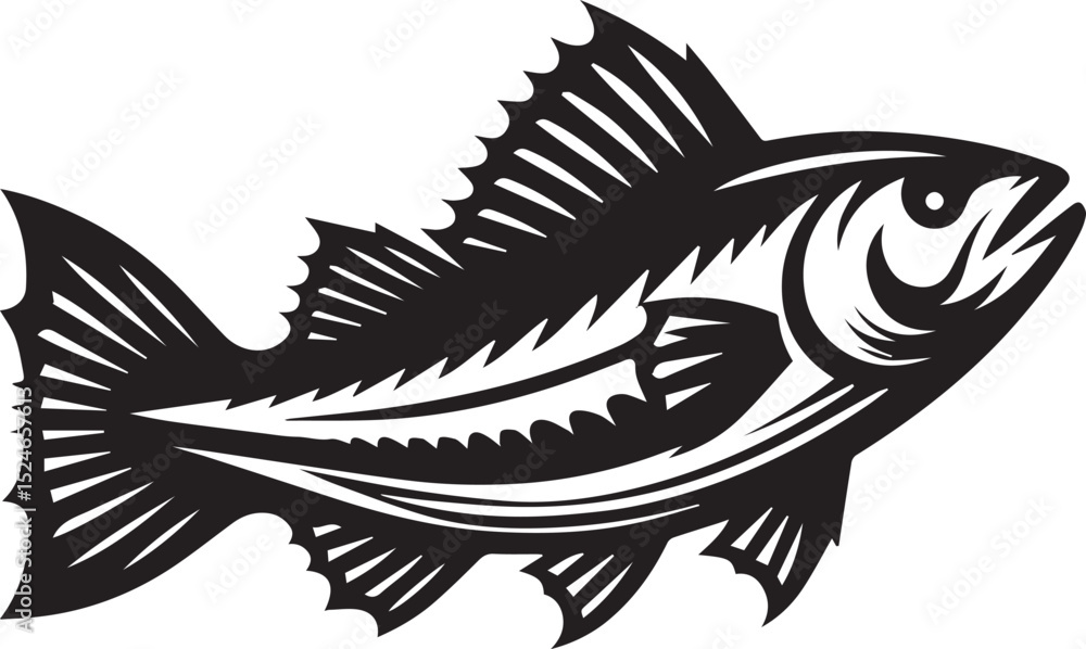 Obraz premium fish logo vector illustration, fish vector illustration icon full body