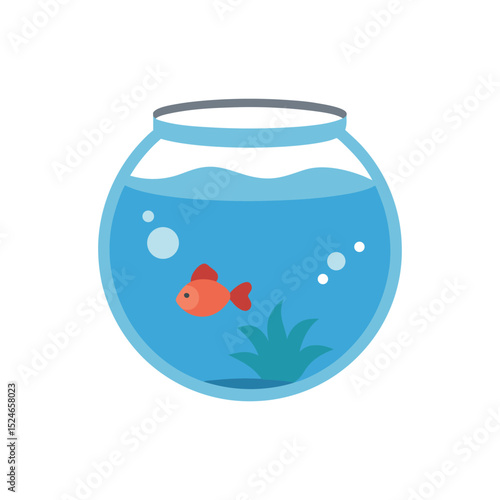 Glass fish bow vector art illustration