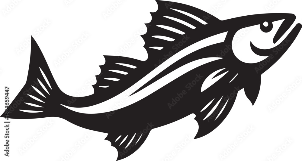 Obraz premium fish logo vector illustration, fish vector illustration icon full body