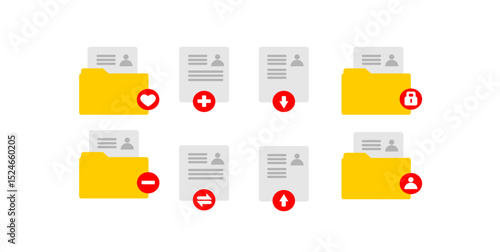file management concept. Computer files directory. Folders organised in a system of storage. Data storage. Vector illustration.