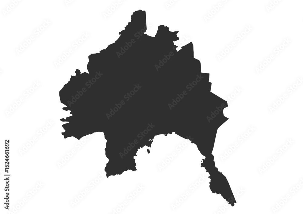 Obraz premium vector silhouette map in bandar lampung city