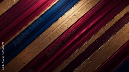 Diagonal Stripes of Burgundy, Blue, and Gold