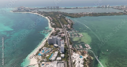 Cancun's hotel zone overlooking the lagoon and the beautiful beach