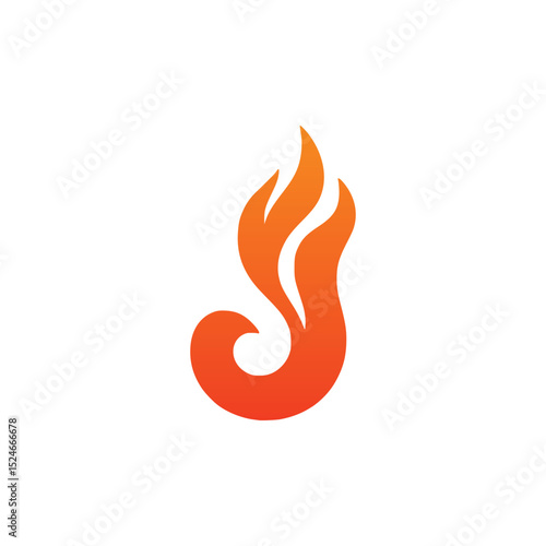 letter J with fire creative company logo vector illustration template design
