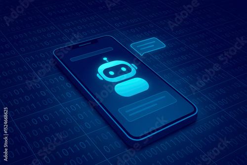 Obraz na płótnie Ai chatbot mobile app interface digital technology