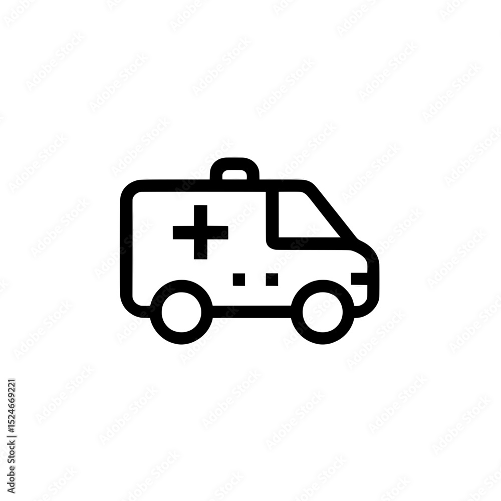 Fototapeta premium Ambulance icon in solid black representing emergency medical services, healthcare, and rescue operations